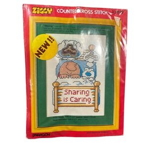 Ziggy Counted Cross Stitch Kit Sharing is Caring 7x5 Paragon 1982 Sealed Vintage